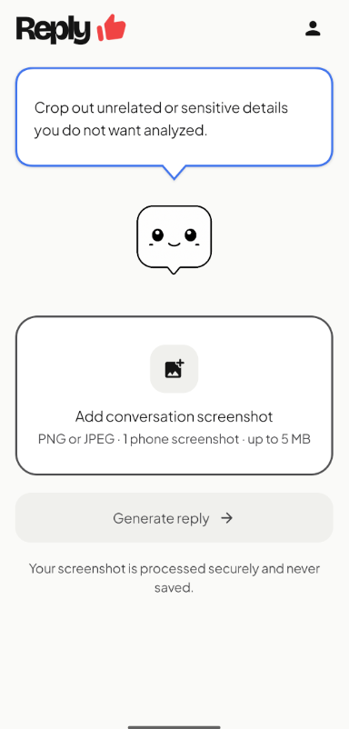 ReplyLike app ready for a conversation screenshot